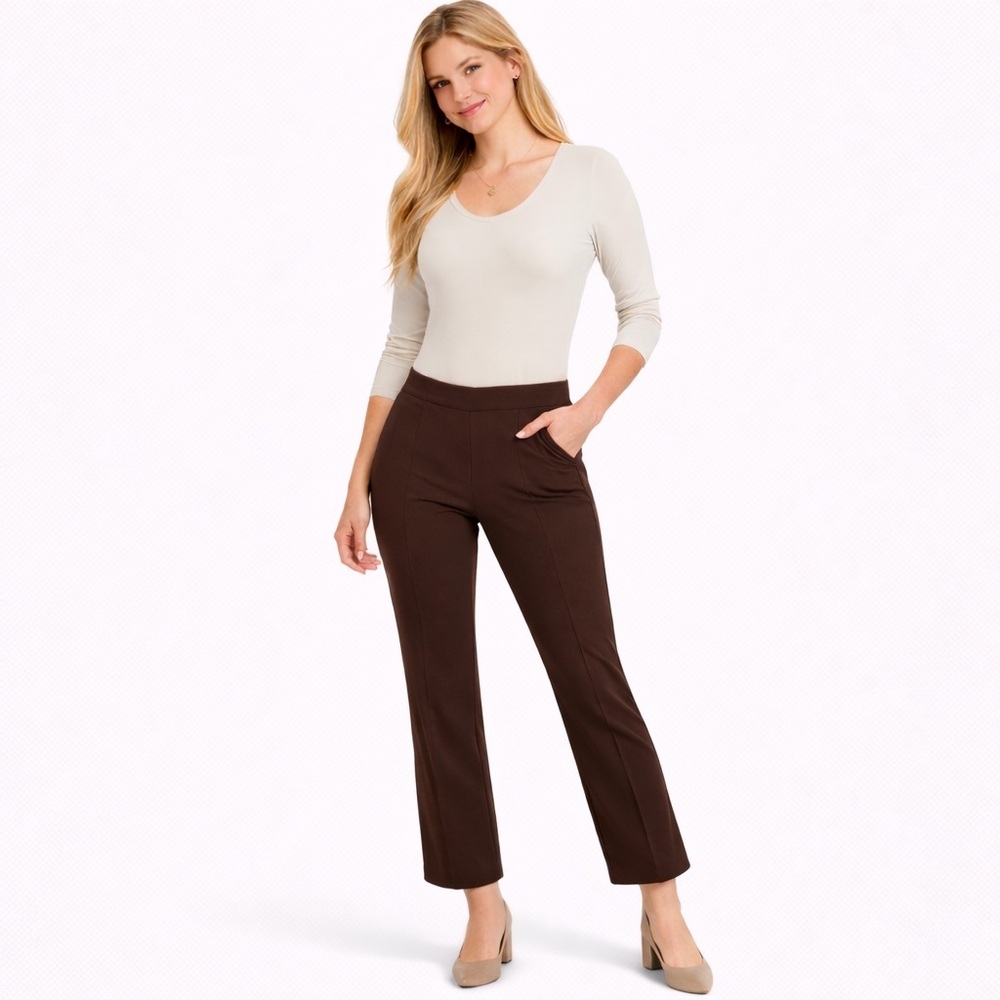 EUC Women's Tahari Brown Flare Pants Size S